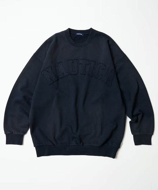 [해외] NAUTICA 노티카 다이드 블리치 워시드 아치로고 맨투맨