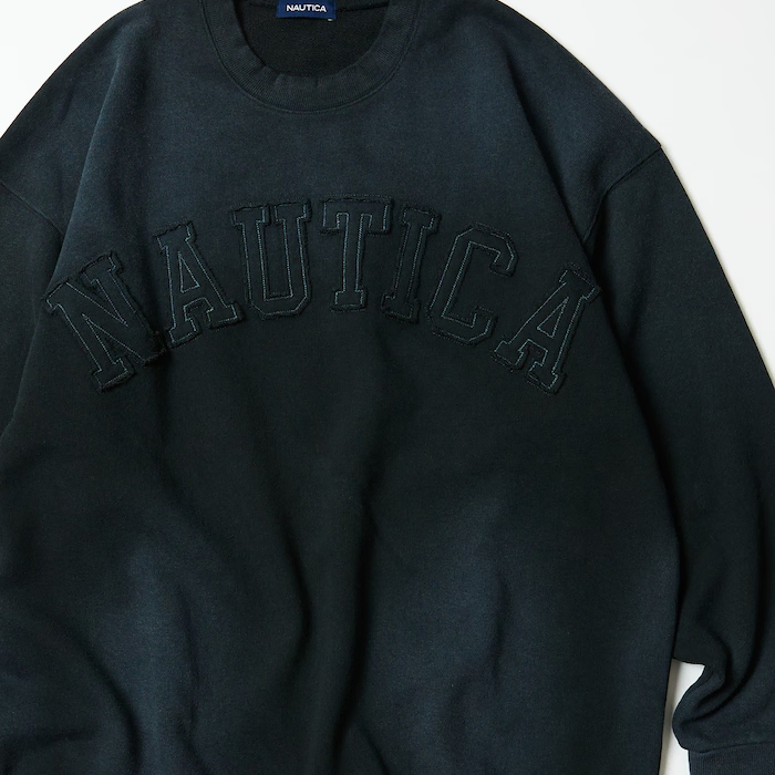 [해외] NAUTICA 노티카 다이드 블리치 워시드 아치로고 맨투맨