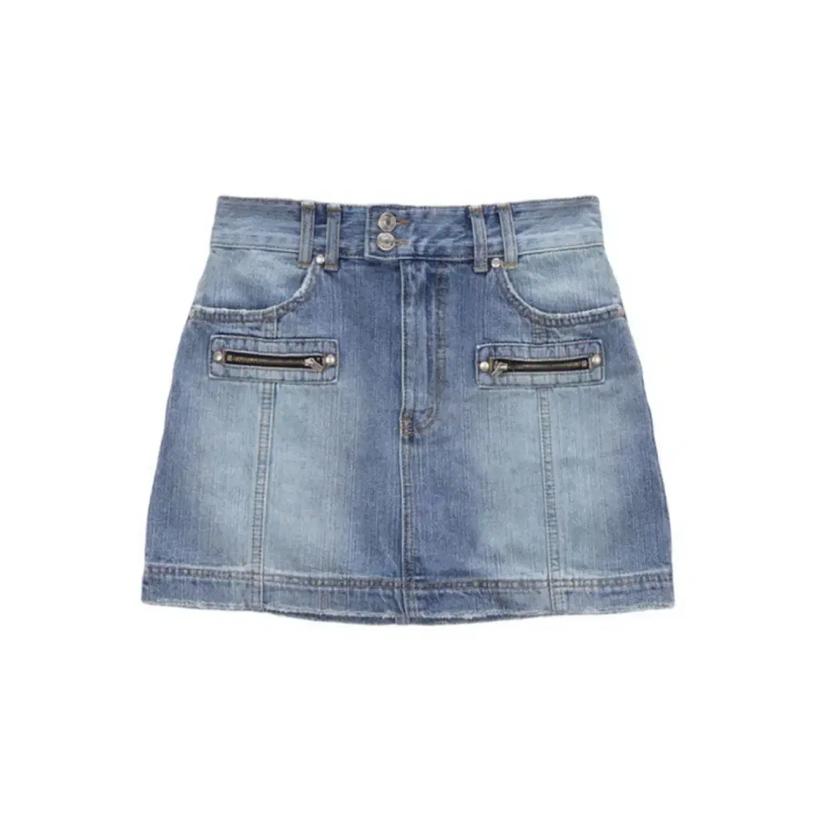 마뗑킴 DOUBLE ZIPPER DENIM MINI SKIRT IN 39