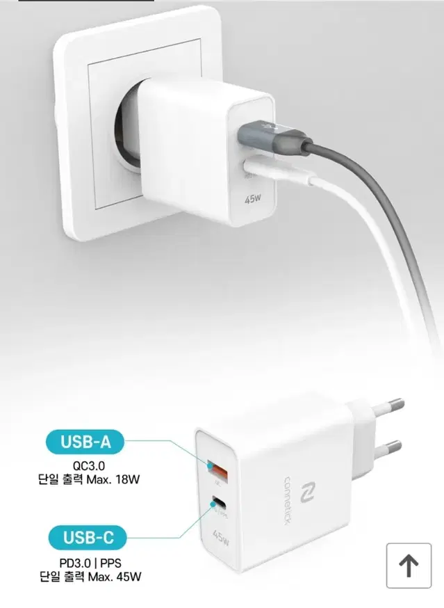 커네틱 45W PPS 초고속 멀티 충전기 XY45W-A+C [C타입:1포