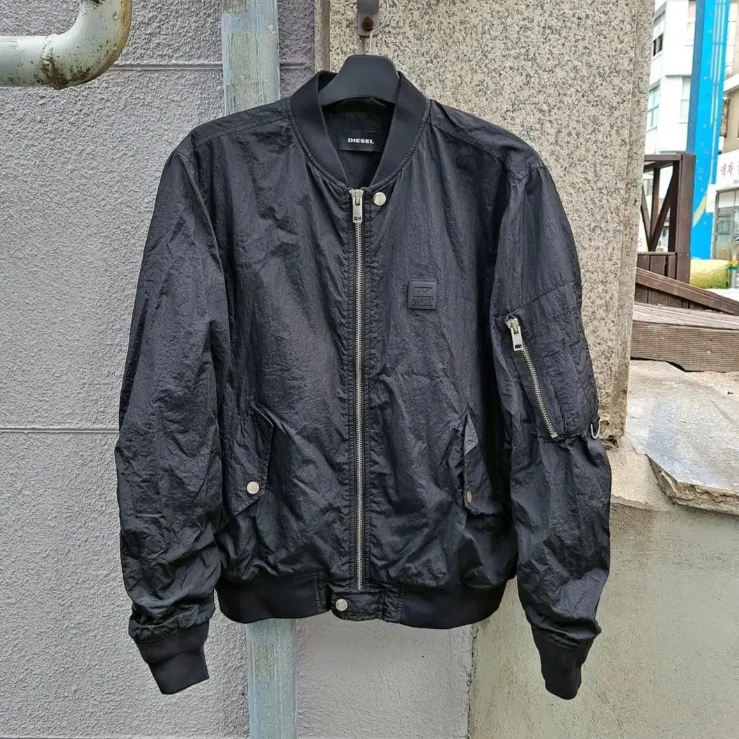 [Diesel] Wrinkle Nylon MA1 Aviation Jumper Bomber Jacket