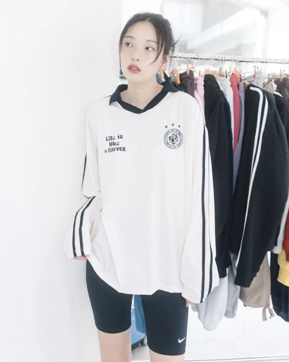 해비즘 UNIFORM V-NECK JERSEY L/S TEE IVORY