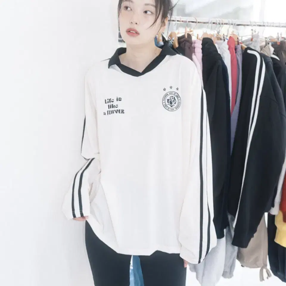 해비즘 UNIFORM V-NECK JERSEY L/S TEE IVORY