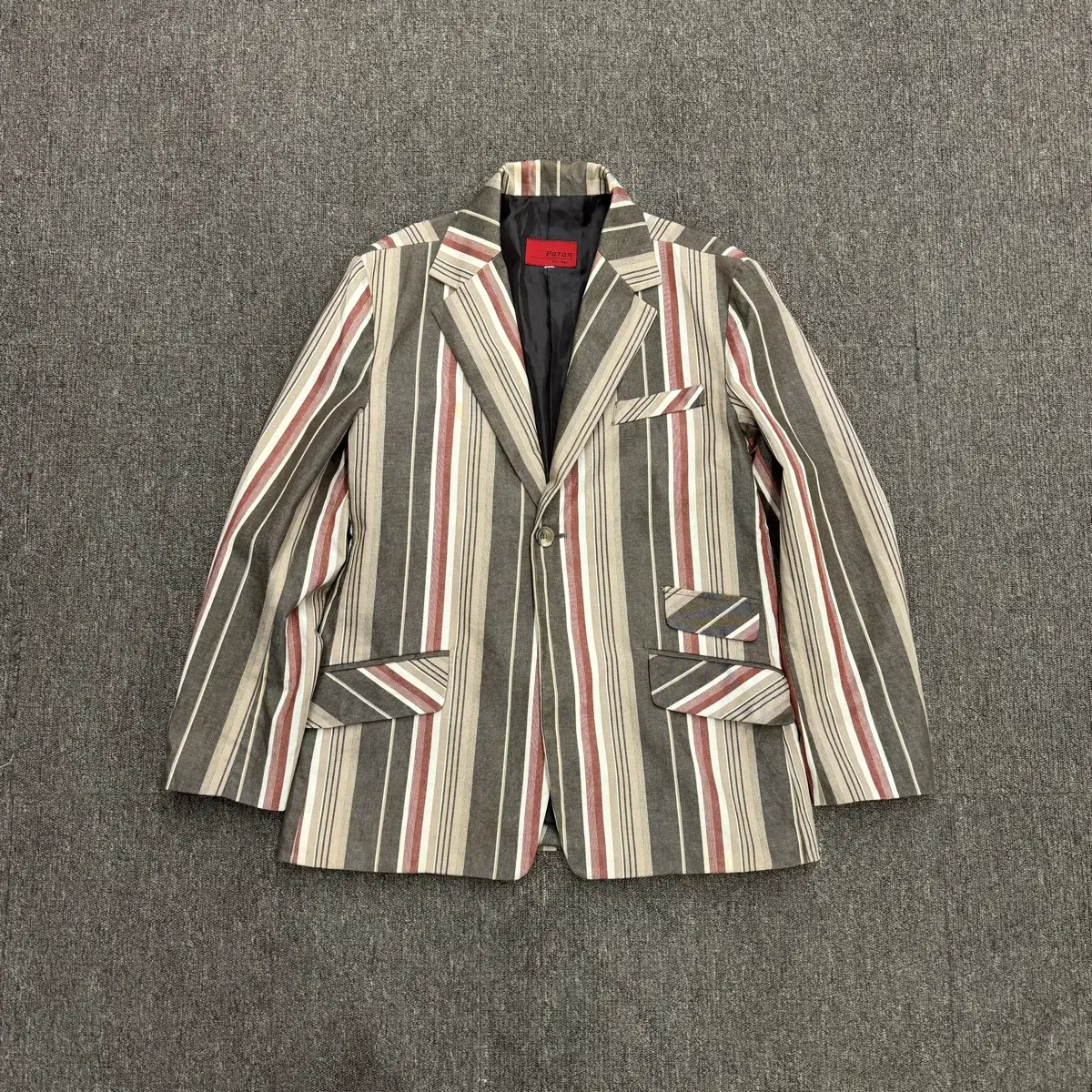 [M] Striped cotton single-blazer jacket