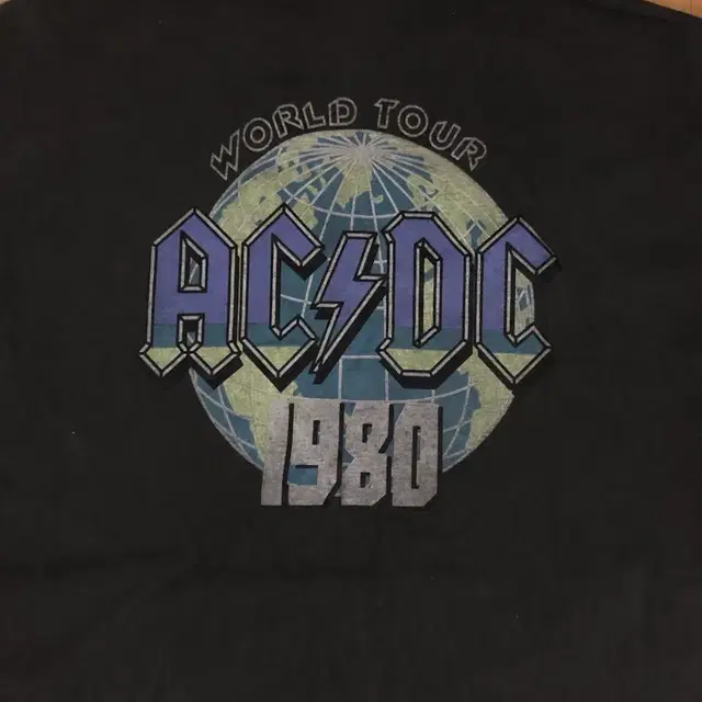 ACDC 1980 월드투어 피그먼트 워싱티셔츠 L