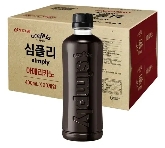 빙그레 아카페라 심플리 아메리카노 400ml 20개 블랙커피