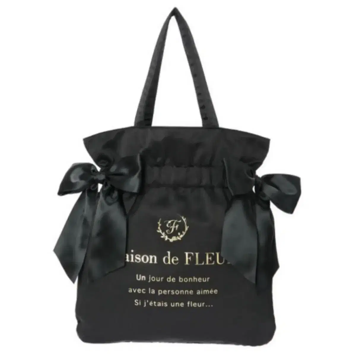 Maison de Fleur Tote Ribbon Shoulder Bag Black