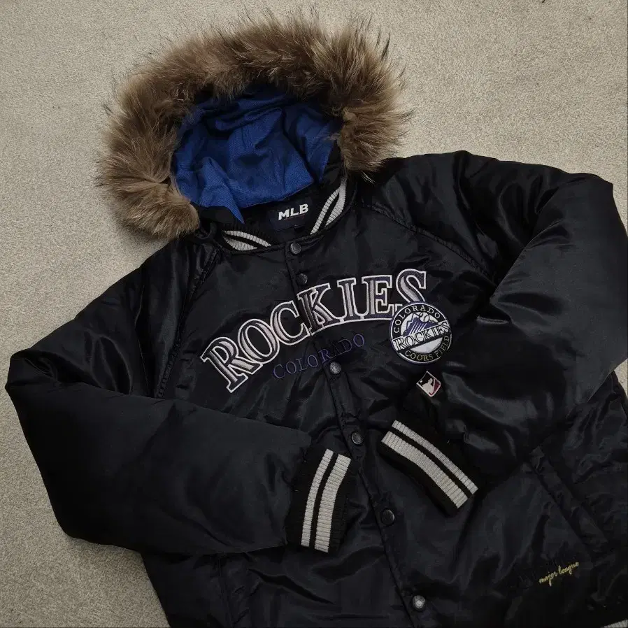 [ Authentic/105 ] MLB Colorado Rockies Spellout Duck Down Varsity Jacket