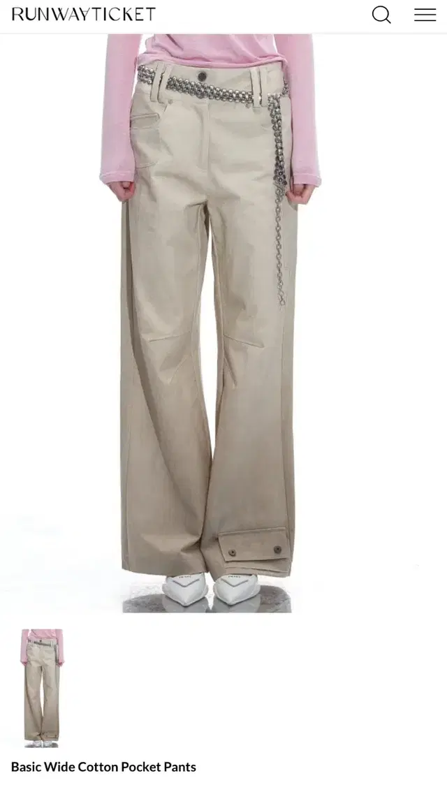 런웨이티켓 basic wide cotton pocket pants (S)