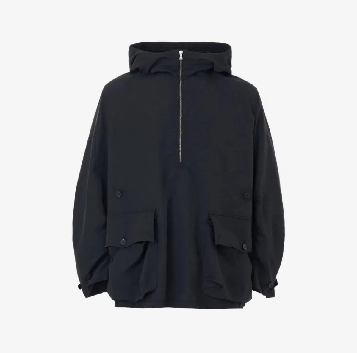 Recto Taslan Volume Pocket Detail Oversized Anorak Black