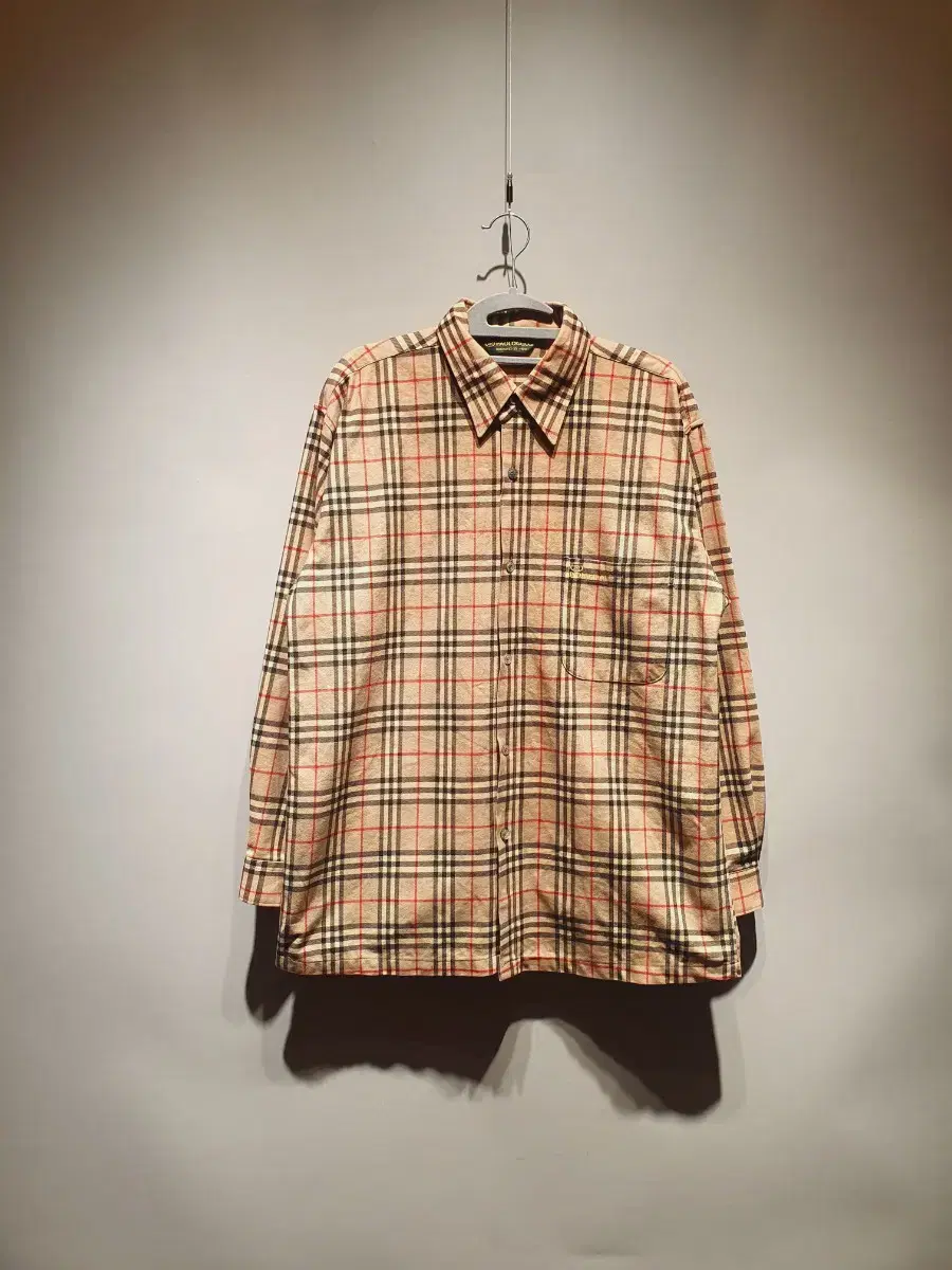 [Free Shipping] Paolo Gucci Men's Burberry Check Overfit Shirt 100