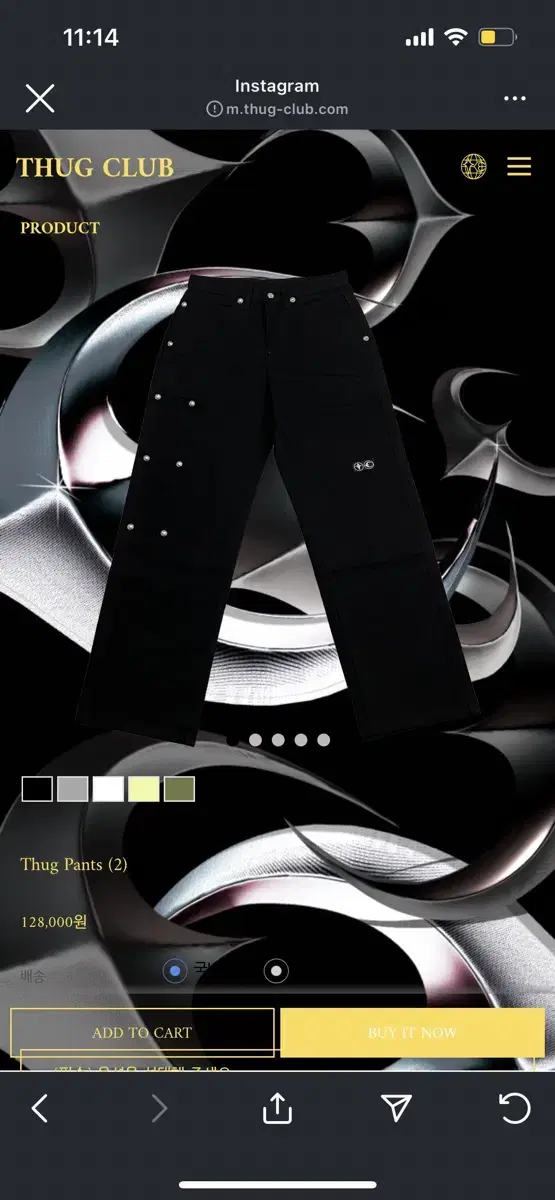 THUG CLUB PANTS Black size M