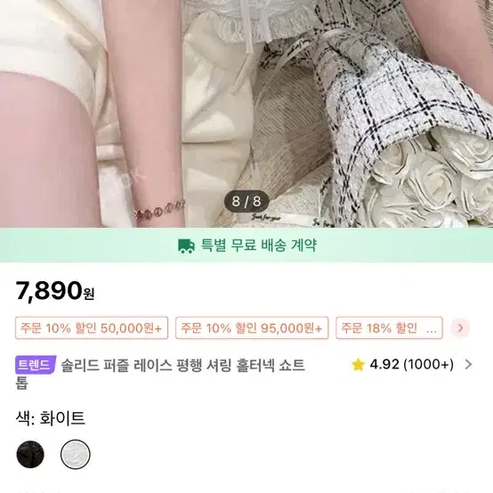 쉬인 레이스 홀터넥 탑 슬리브리스 시즈니룩