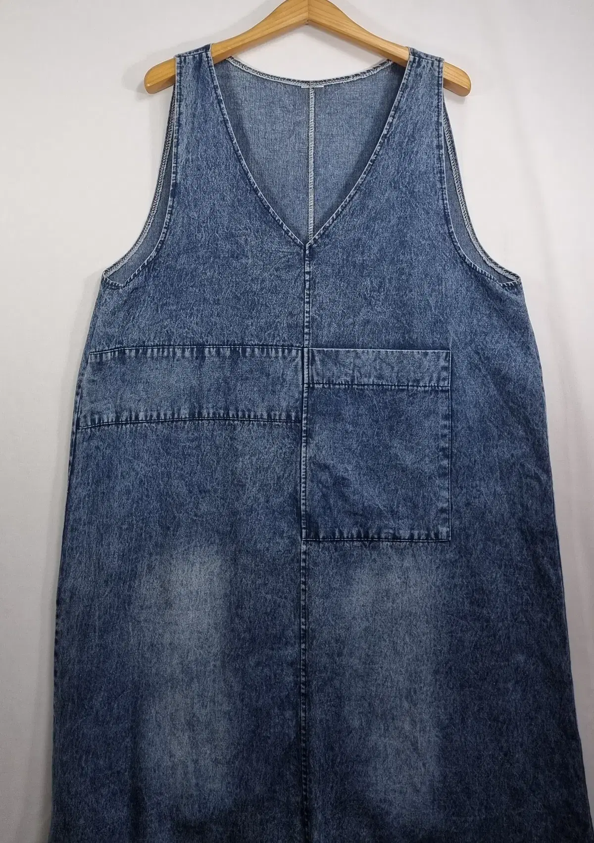 ~66) denim jean long one piece