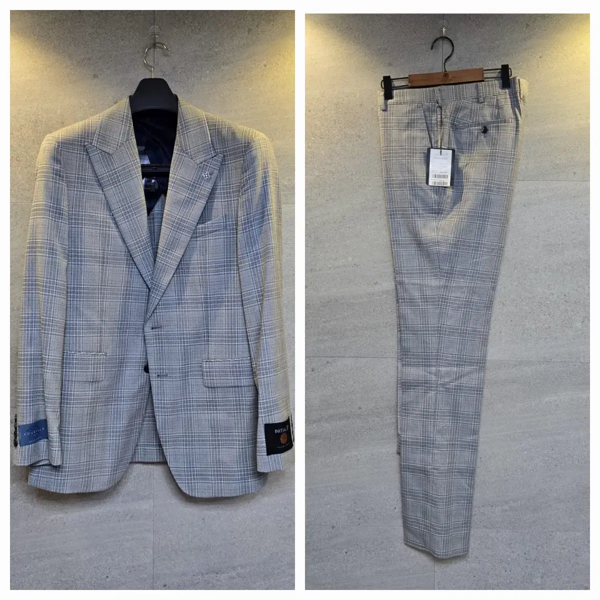 Checked suit set-up in Italian GUABELLO fabric. Retail Price $62.8K. Not Worn