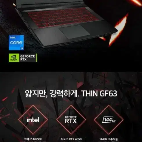 msi 게이밍 노트북 gf63/i7-12650h/rtx4050/16g