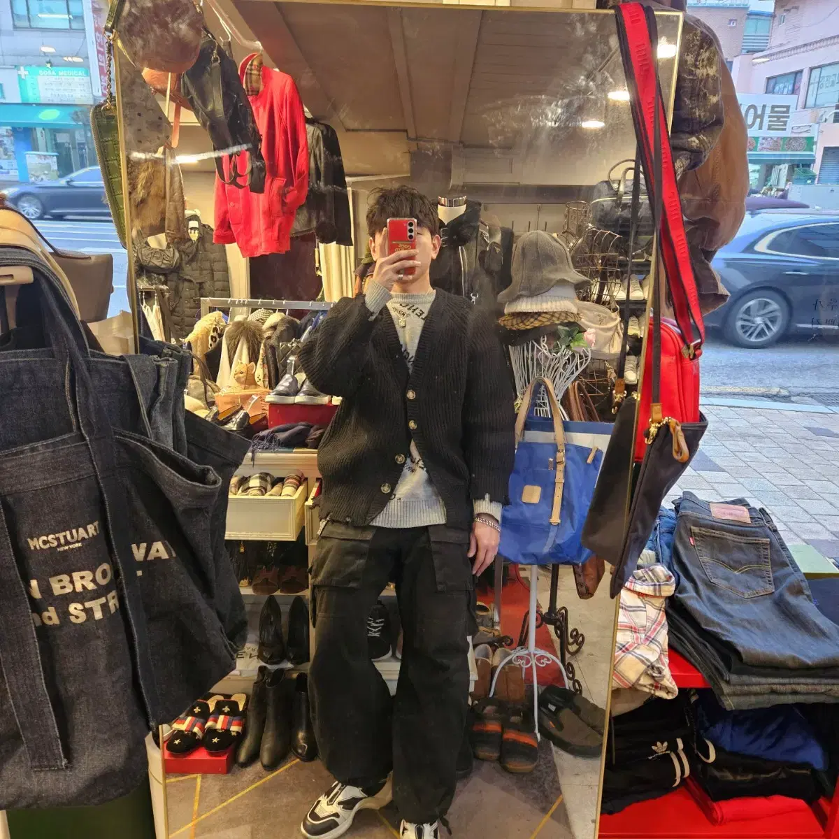 마우지(moussy) in japan 마우지 오버핏 워싱 가디건