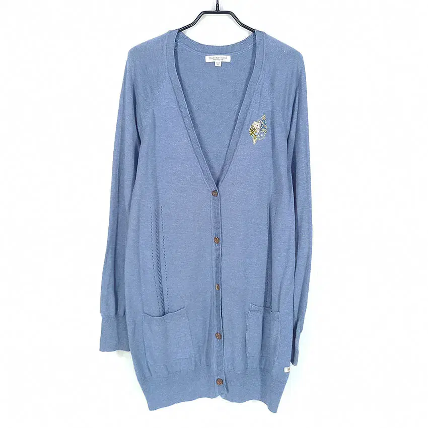 Third Day Island Women's Logo Embroidered Knit Cardigan bloo (HU33806)