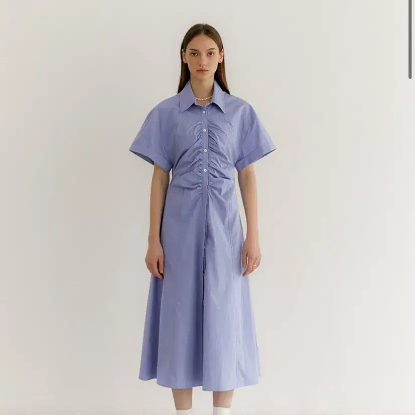 모센틱 front shirring shirts dress