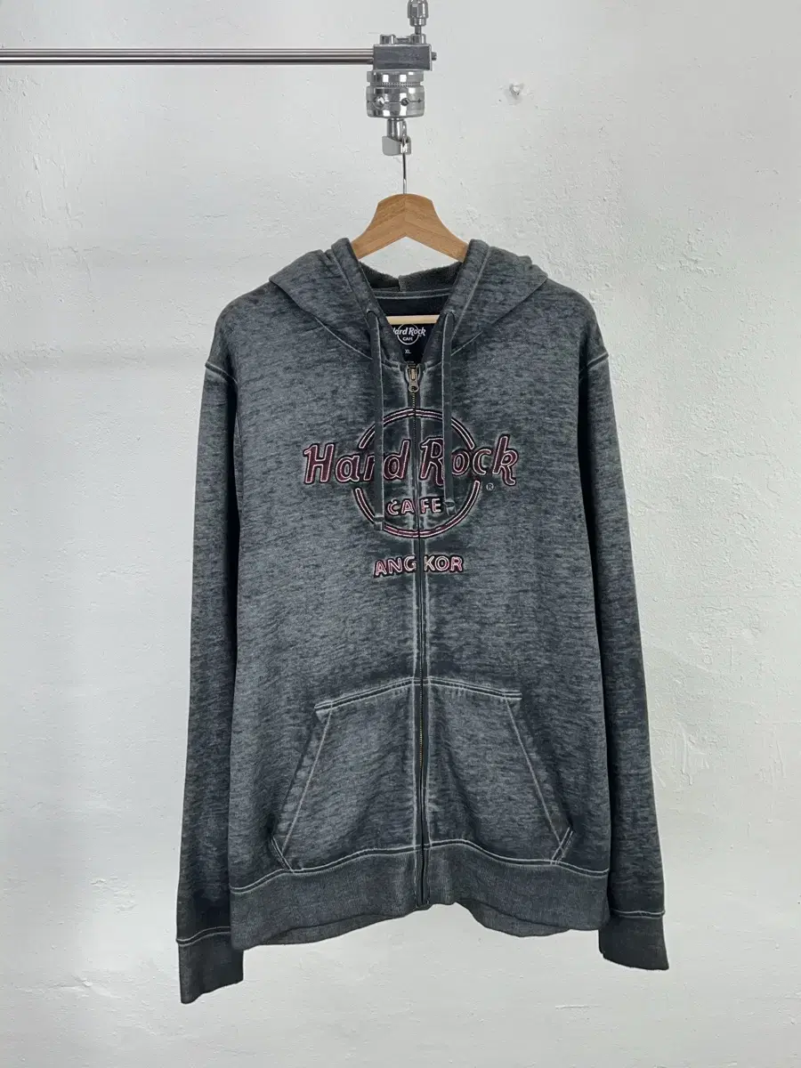 Hard Rock Cafe Encore Charcoal Embroidered Hoodie Zip Up