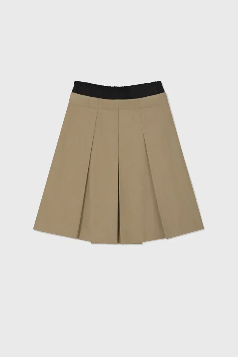 DENIM PLEATED SKIRT (BEIGE)