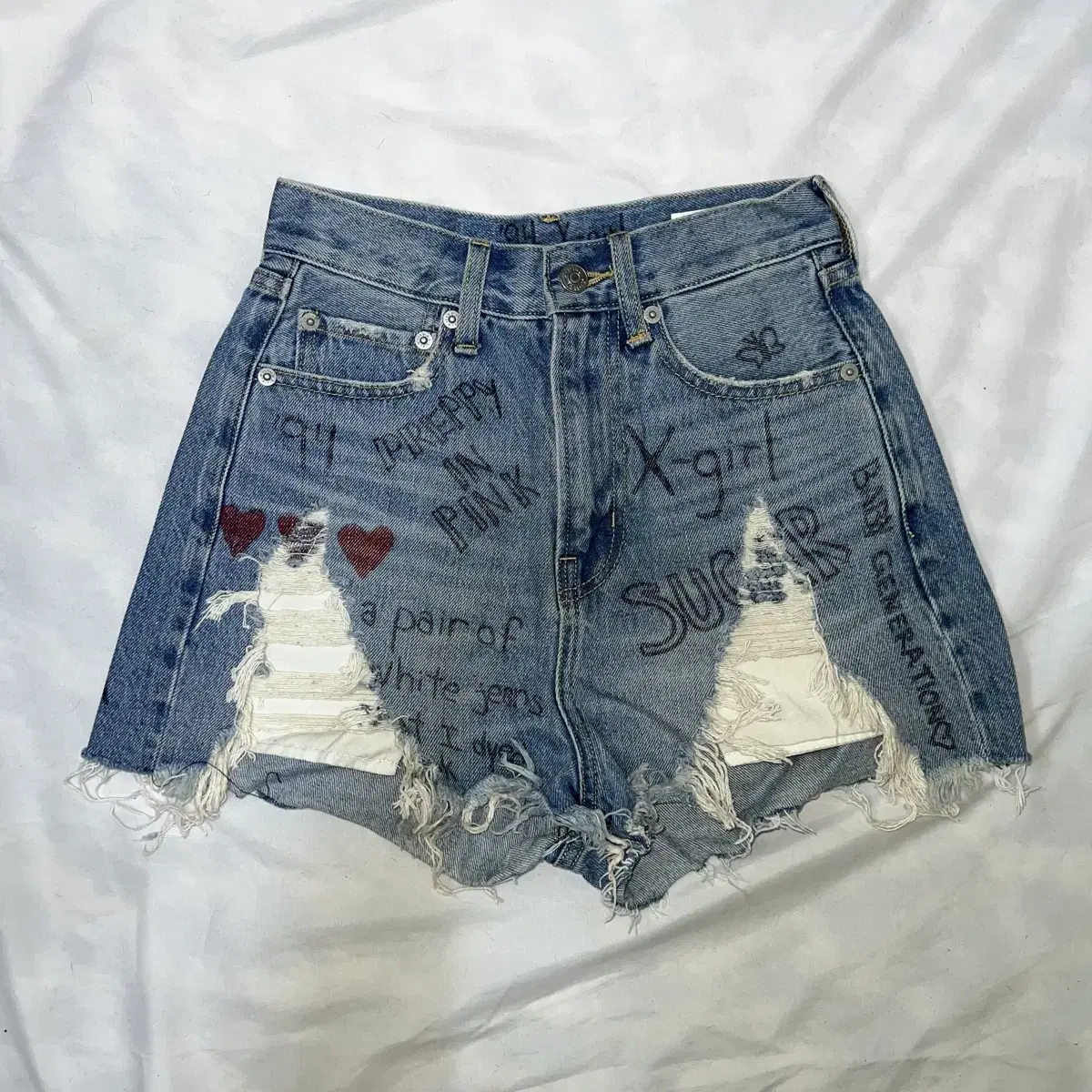 Punk Y2K Grunge Light Blue Denim Hot Pants Jeans Vahn Gyaru Watuke Funtuke 2000