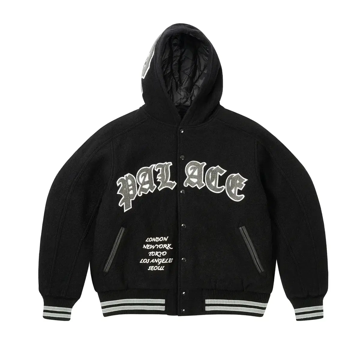 [XL] Pallas Hooded Varsity Jacket Black