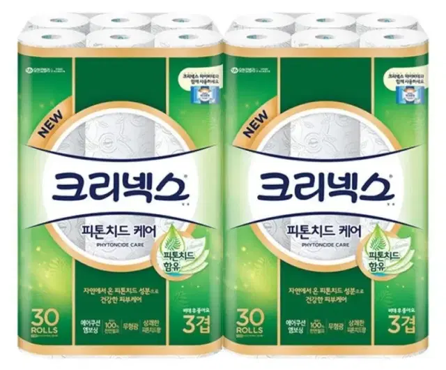 크리넥스피톤치드케어천연펄프화장지27MLX30롤X2팩 총60롤24900원