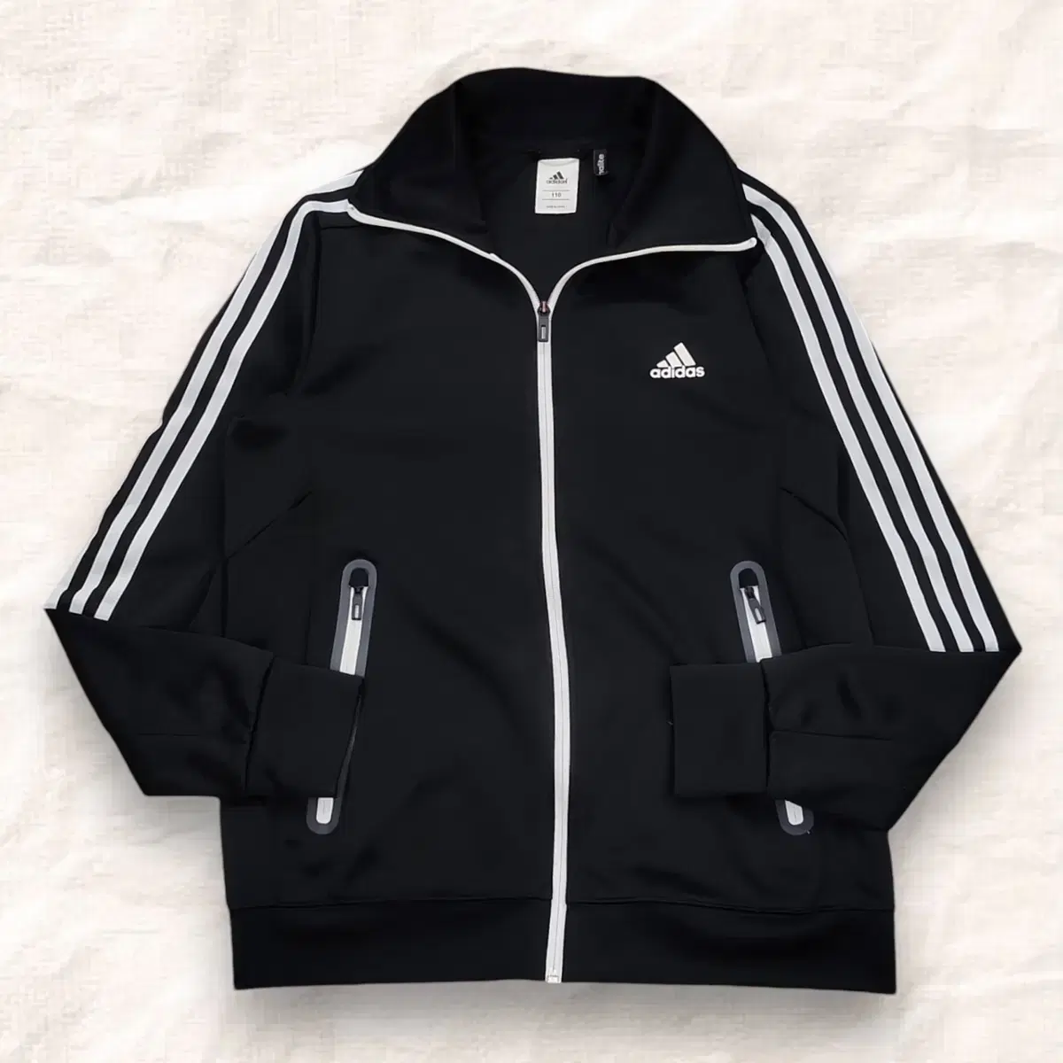 [2XL] Adidas Basic Logo Three Stripe Track Top Jersey Black