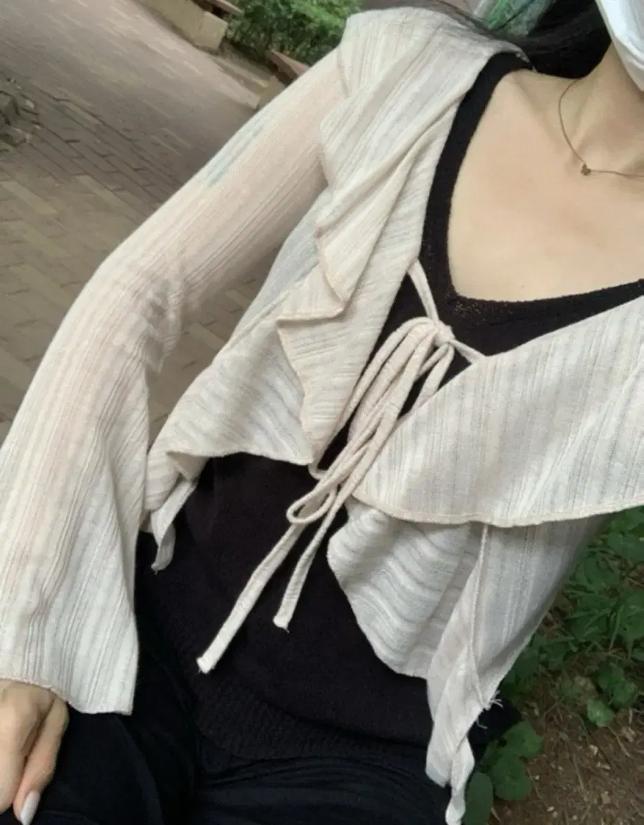 Ruffle summer knit cardigan