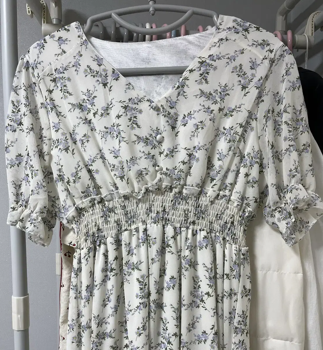 Chiffon Flower Long ONEPIECE[White]