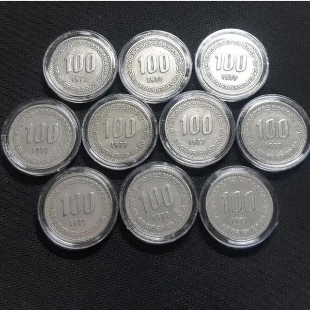 1977년 100원주화 10개일괄.주화 화폐 한국은행 동전