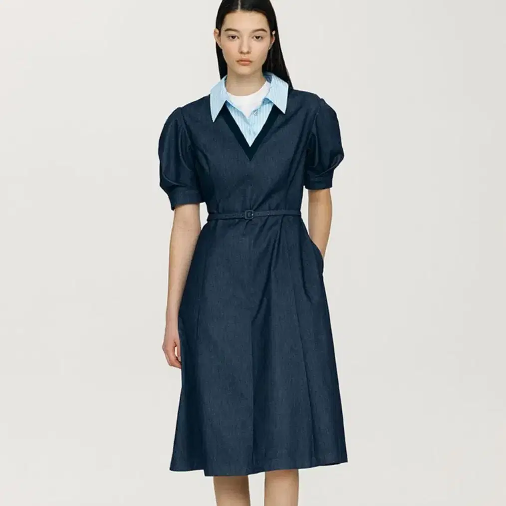 앤유 원피스 HALEIWA Shirt layered dress