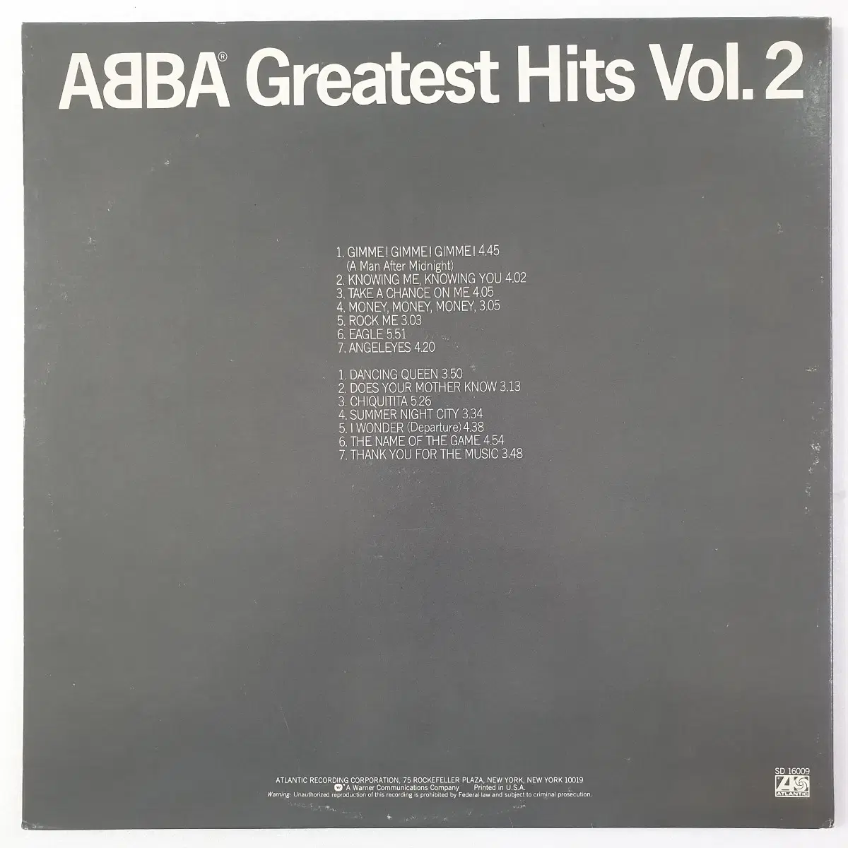 (미국초반/LP) ABBA - Greatest Hits V.2