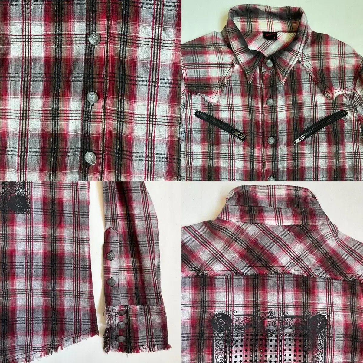 Jackrose Rhinestone Cut Off Check Shirt