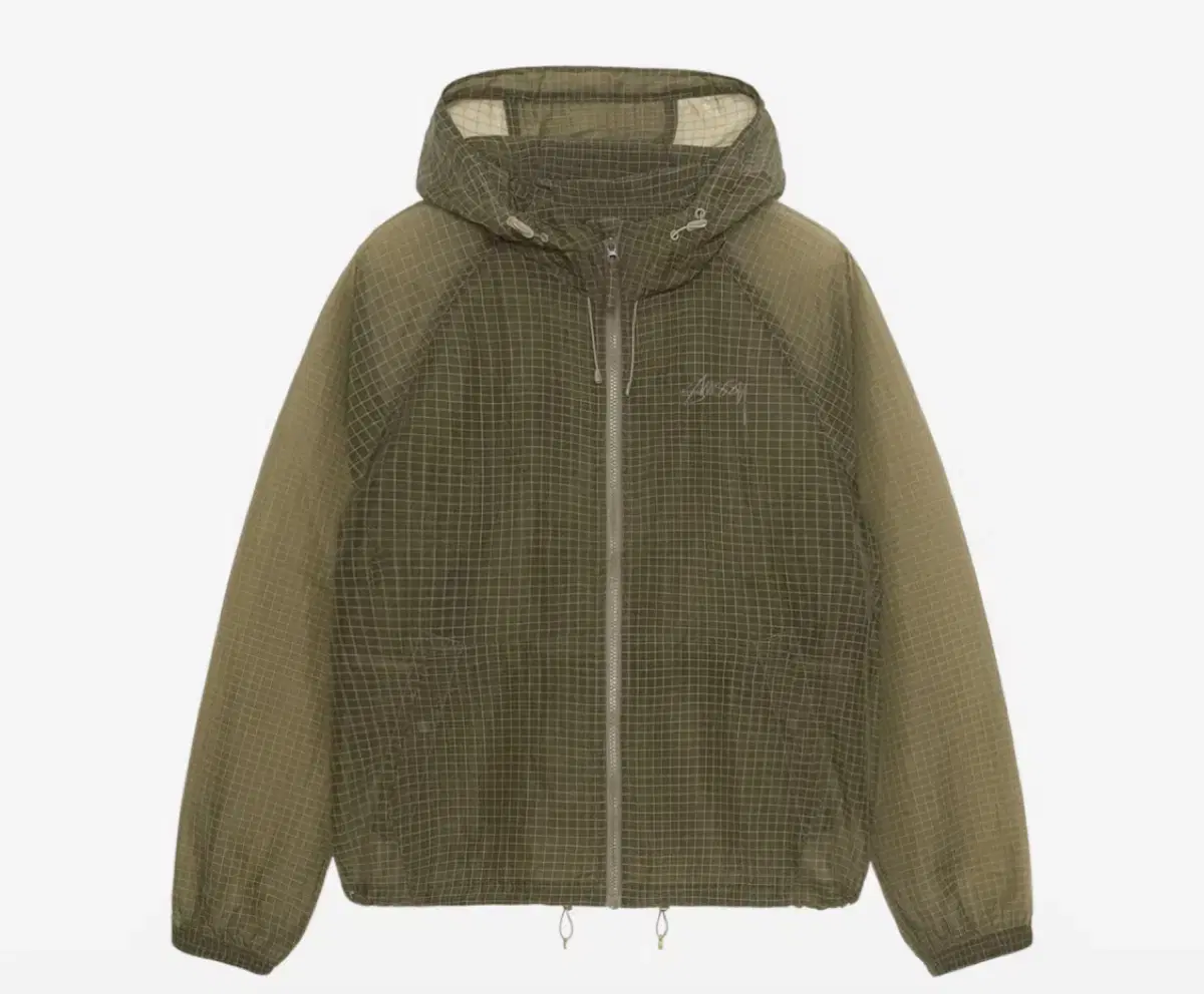 Stussy Beach Shell Jacket-Translucent Ripstop Olive