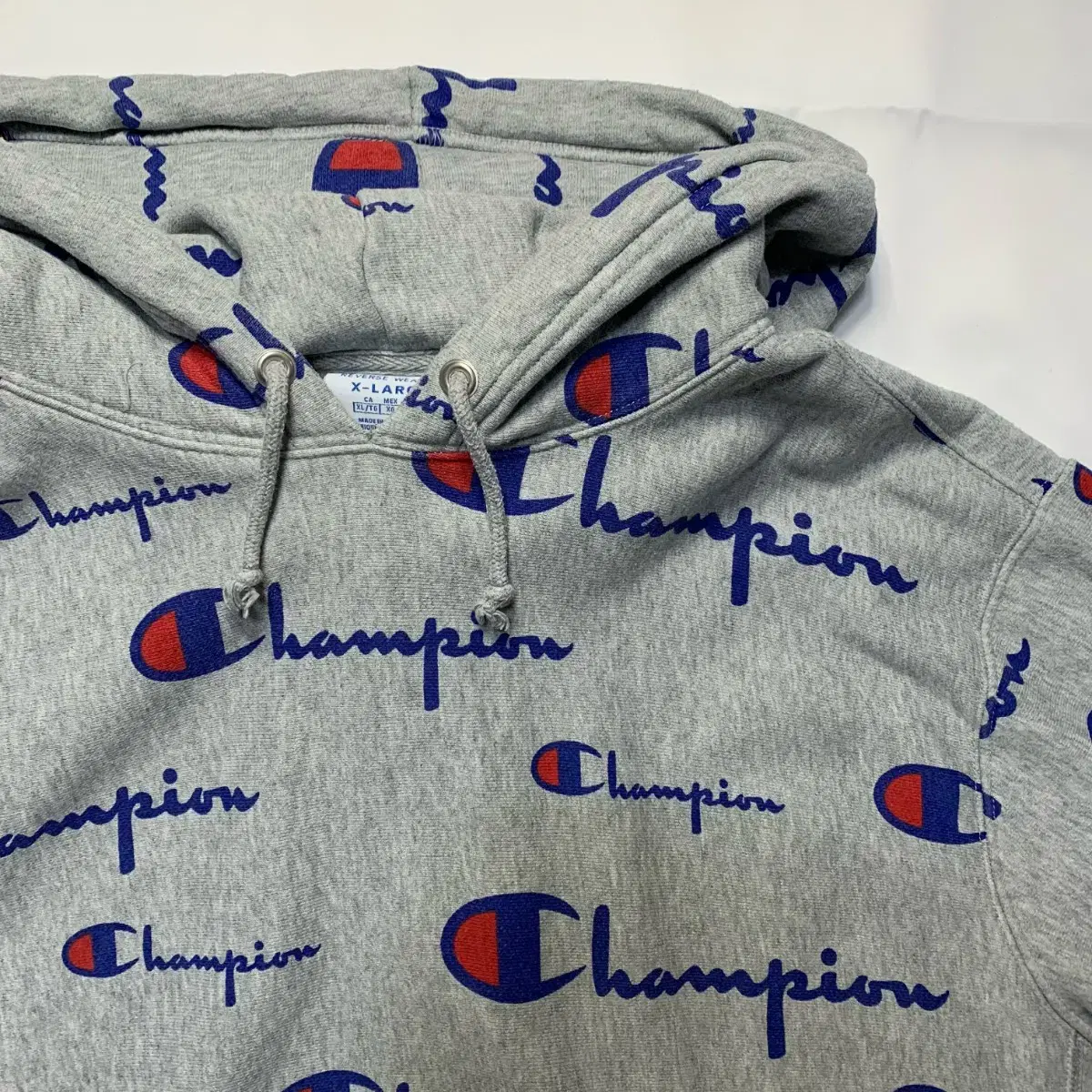 [XL] Champion Reverse Weave Spellout Pattern Brushed Hoodie