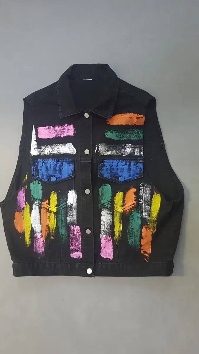 [F] Vintage Faded Black Denim Vest