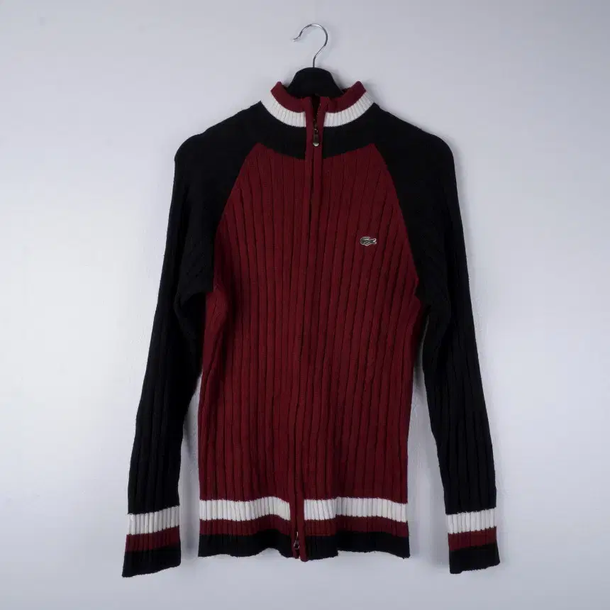 Lacoste Tricolor Burgundy Zip-Up Knit VIA0977