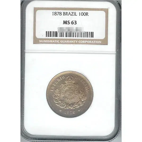 브라질 1878년 100 Reis NGC MS 63