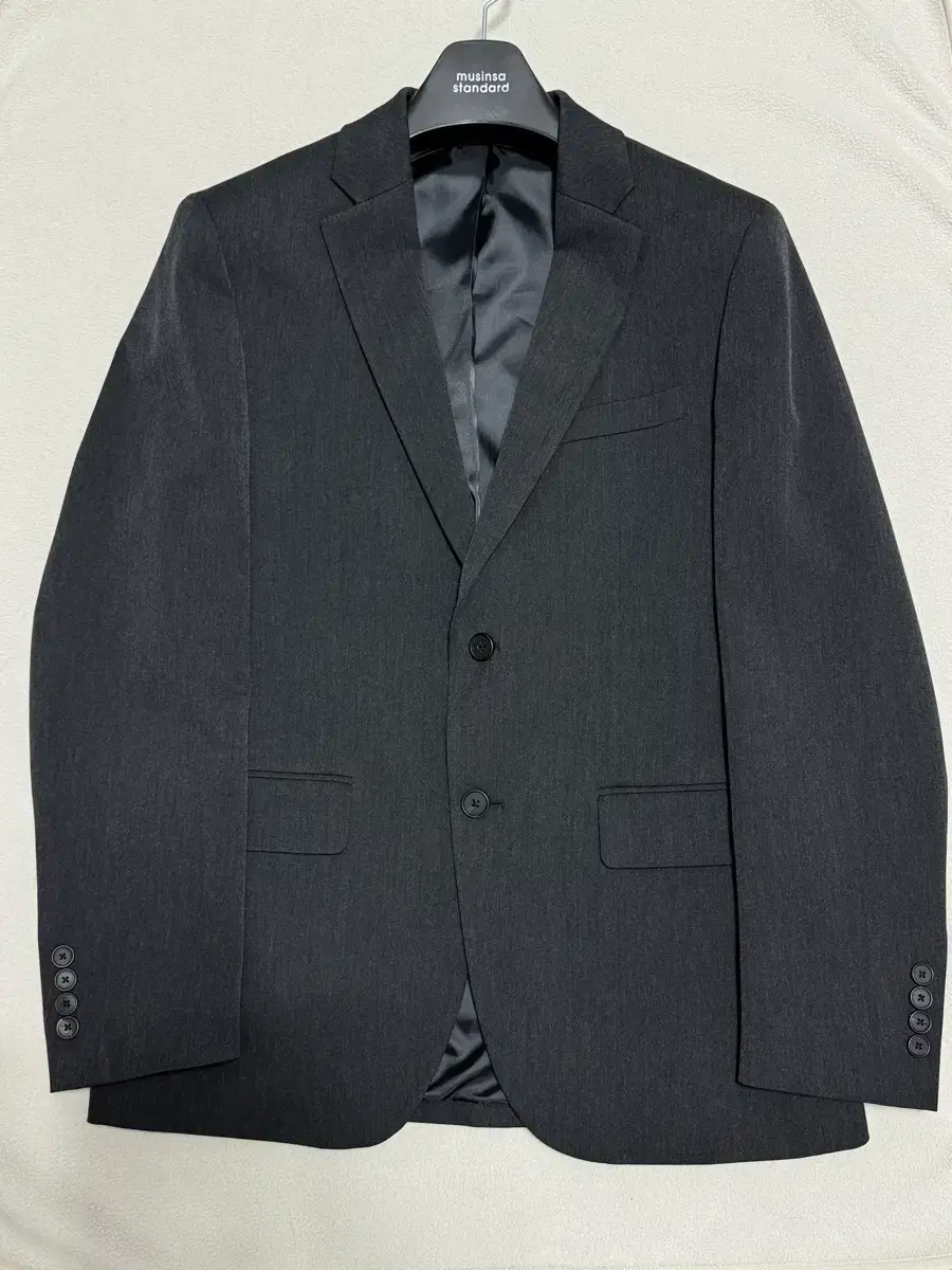 [L]Unisex Basic Blazer Charcoal Gray