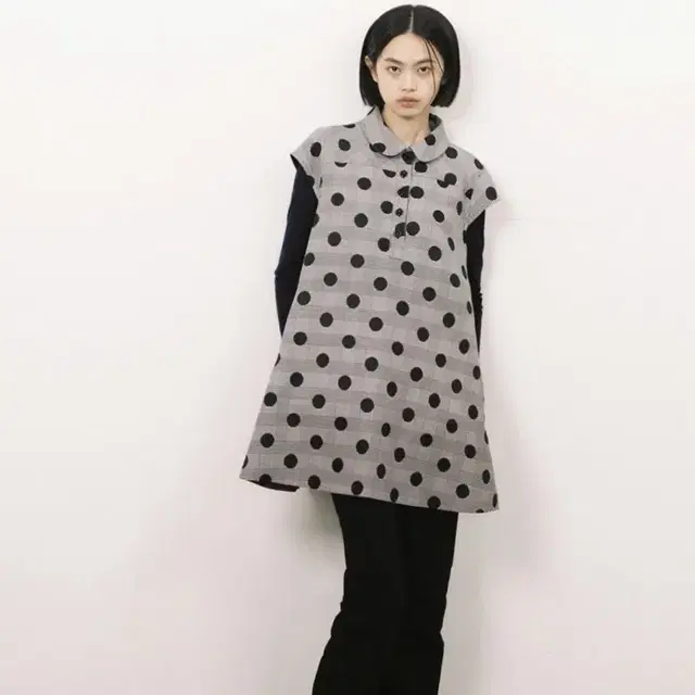 오헤시오 DOT A-LINE MIDI DRESS, BLACK