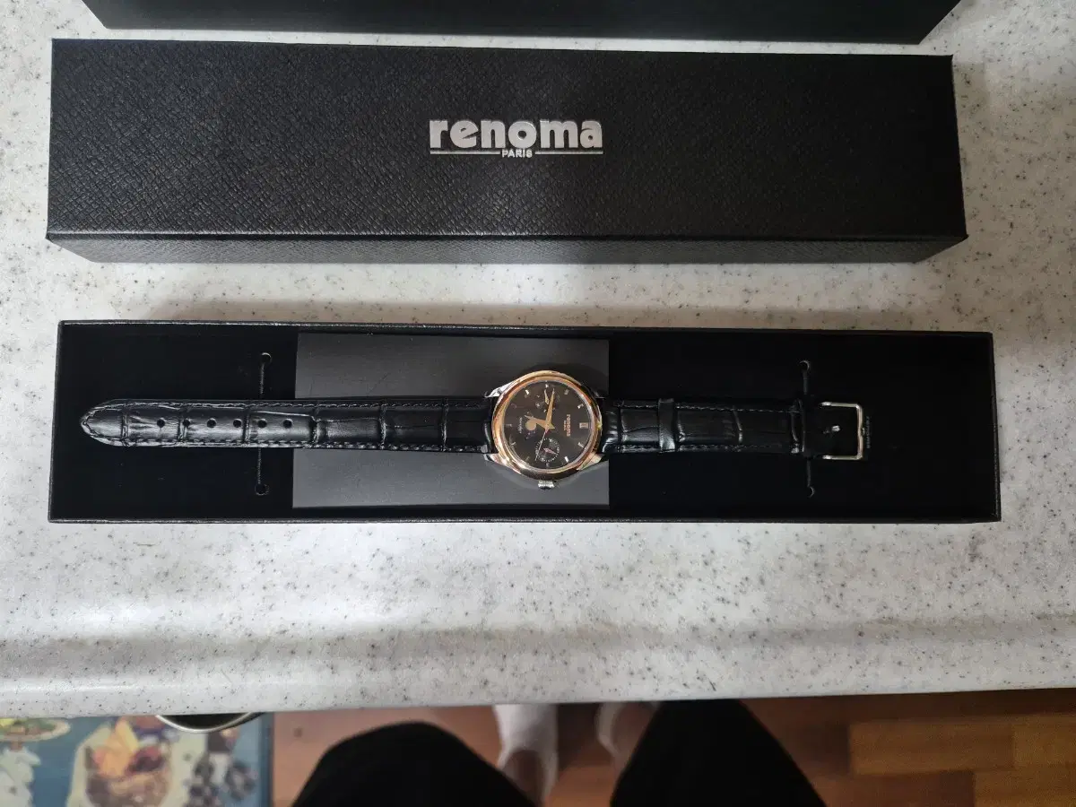 (New) Lenoma Moonphase Women's Leather Watch Black RE2004L