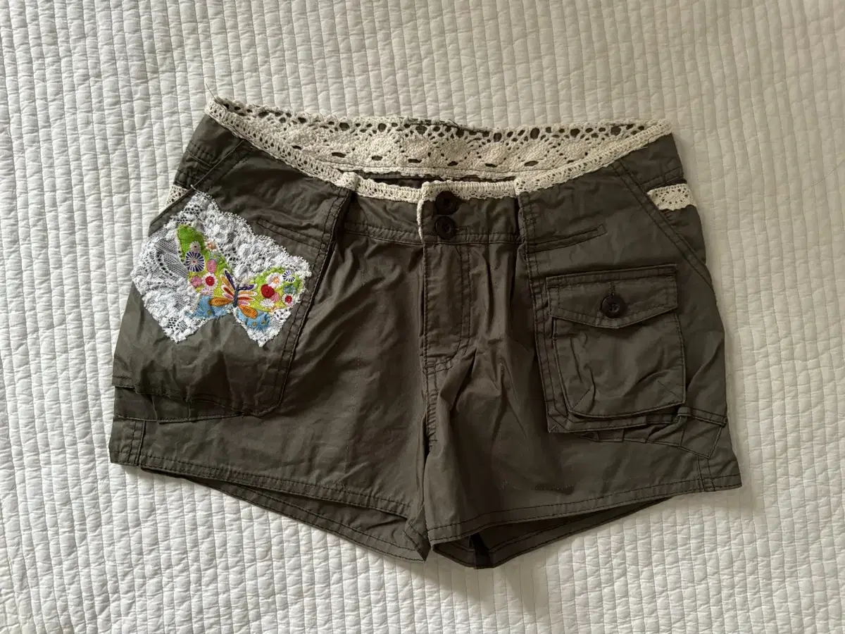 Tacpo3.8) Vintage Butterfly Patch Lace Khaki Vahn Mori Mori Girl