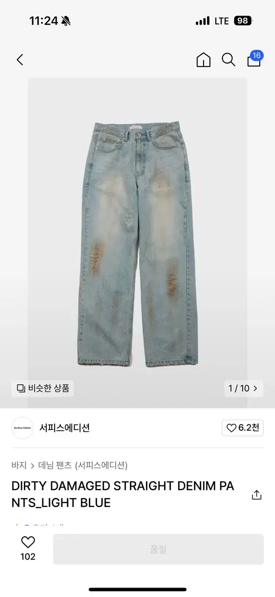 Surface Editions Dirty Damage Denim Pants M