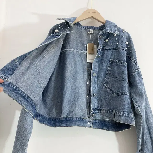 프리사이즈 크롭 청자켓 Size Free Crop Jeans Jacket