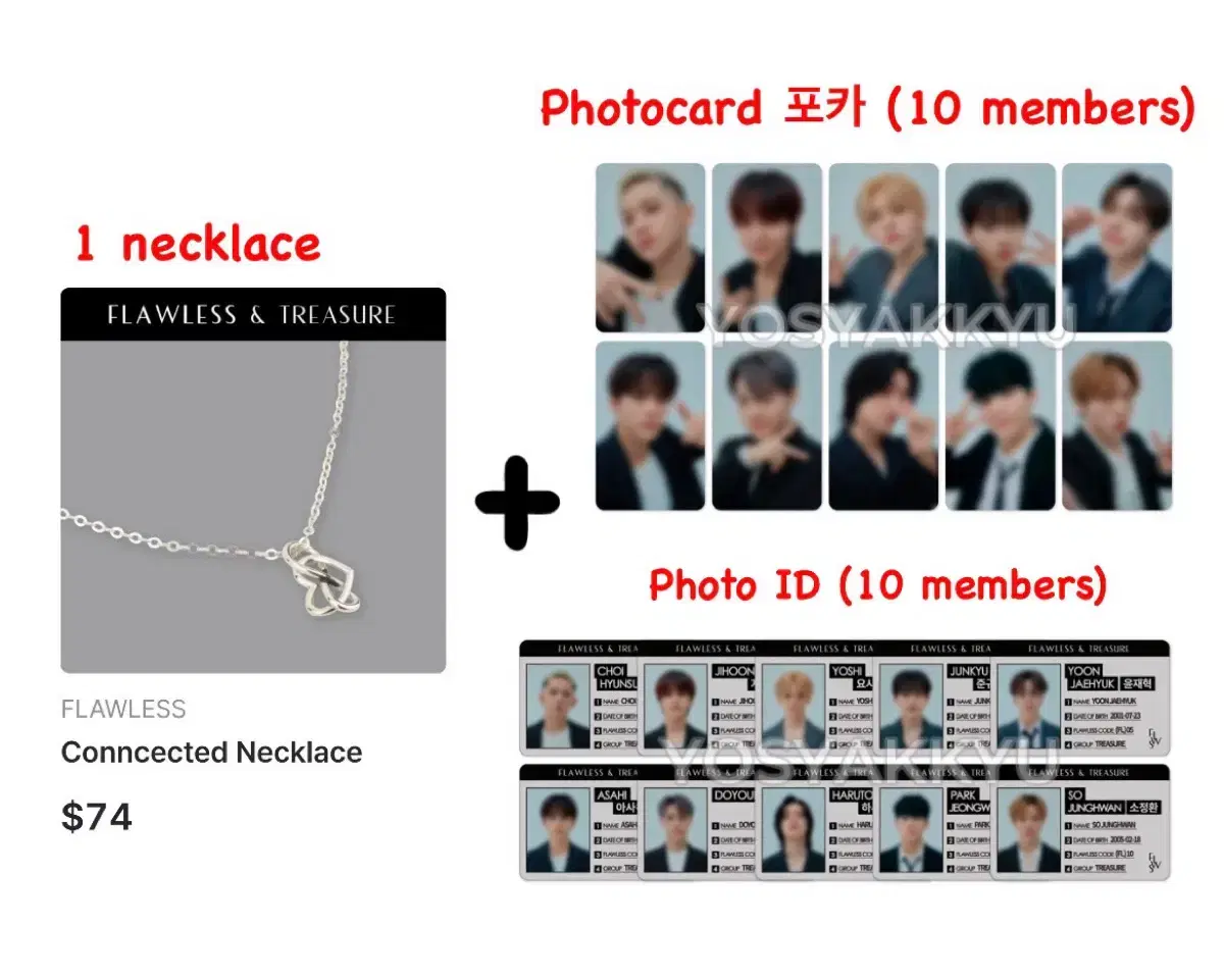 Treasure Floris FLAWLESS Necklace + Fansa photocard Entrant photocard