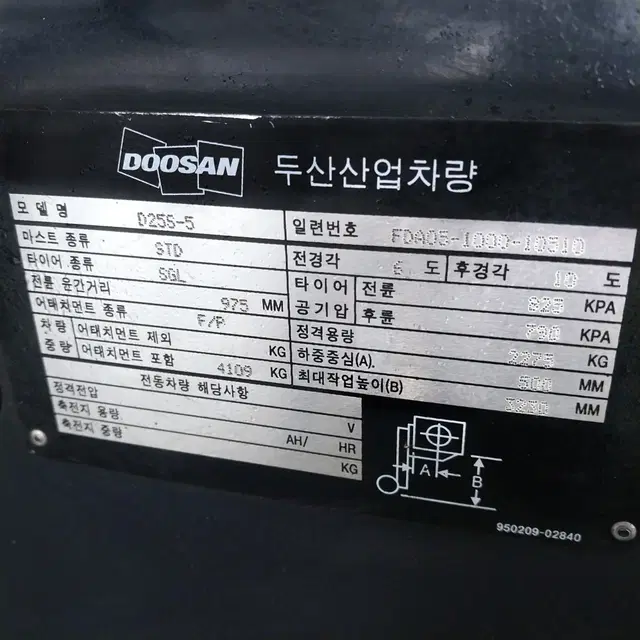 두산 2.5톤 중고 디젤지게차 2단3230mm 자동발 편개식 D25S-5