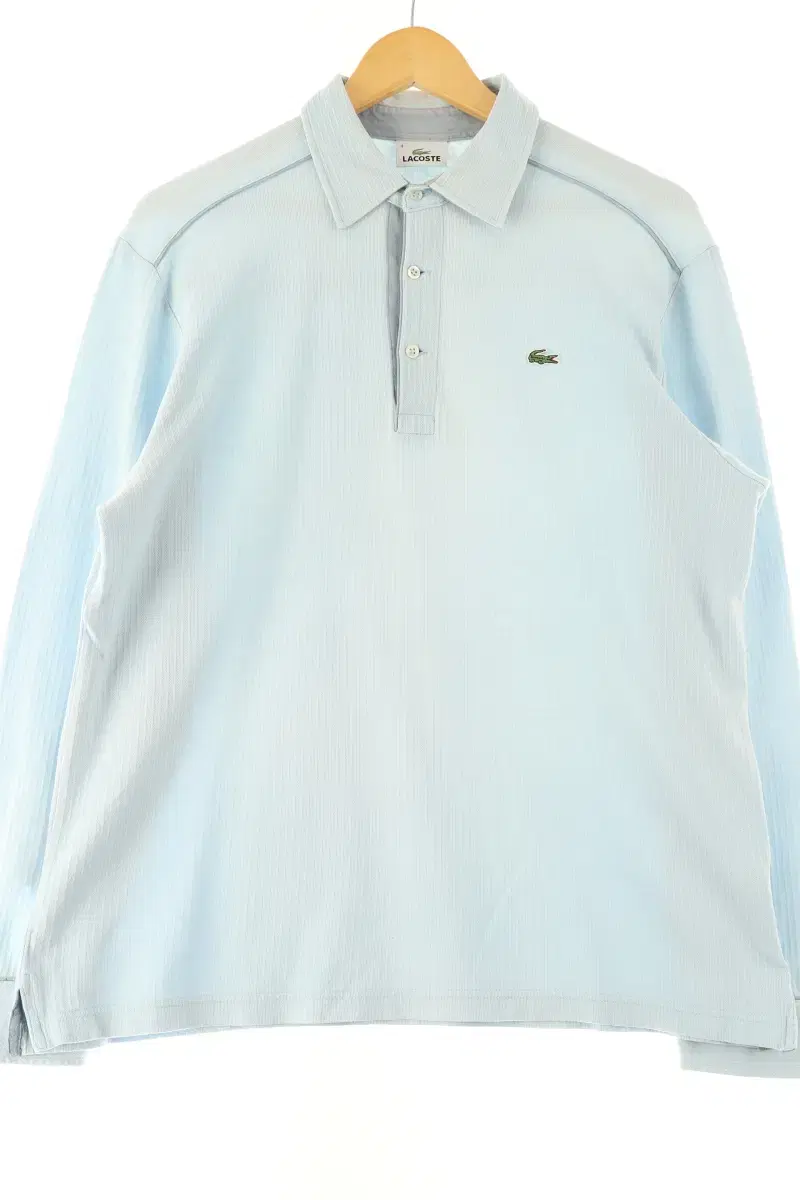 (L) Lacoste kara Long-sleeved T-shirt light bloo cotton old school-EE64