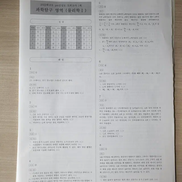 2025 시대인재 물리 pre김성도(프리김성도) 모의고사 판매